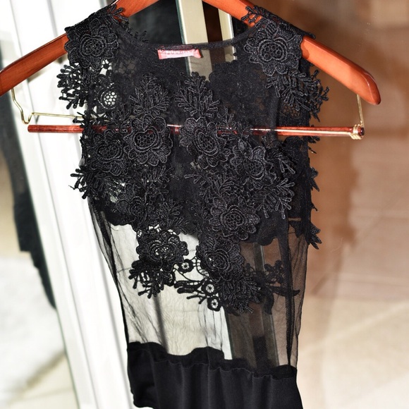 Banjul Embroidered Lace Body Suit Black - Picture 3 of 5